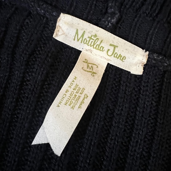 Heavyweight [Matilda Jane] Open Front Black Ruffly Cardigan Jax Sweater | Medium - Picture 4 of 13